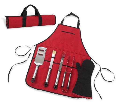 Picnic at Ascot B05BLK B.B.Q-Chef s Barecue Apron and Tools Black