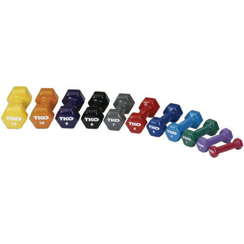 TKO 173VCD-MG-1 1# Vinyl Coated Dumbbell with Tri-Grip Handle Magenta
