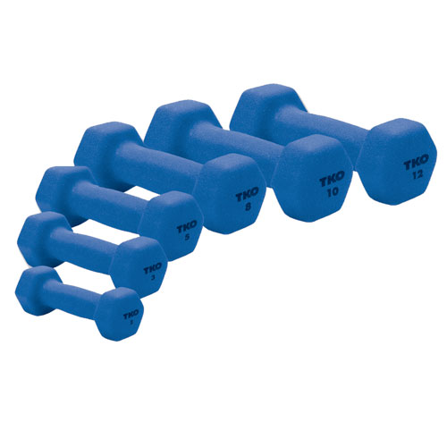 TKO 177ND-BL-6 6# Neoprene Coated Dumbbell with Tri-Grip Handle Blue