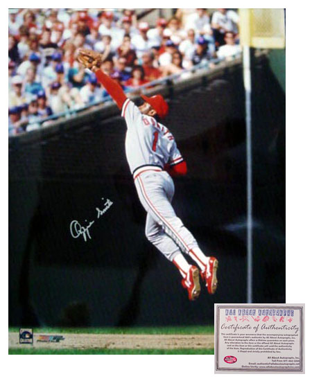 Ozzie Smith Hand Signed 16x20 Photo - St Louis Cardinals Fielding
