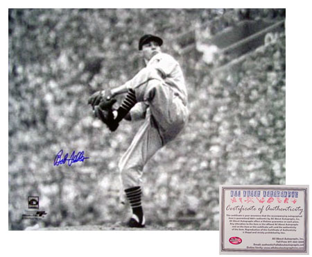 Bob Feller Hand Signed 16x20 Photo - Cleveland Indians Pitching B and W