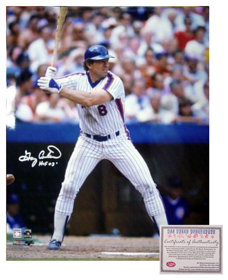 Gary Carter Hand Signed 16x20 Photo - New York Mets Batting with HOF 03 Inscription