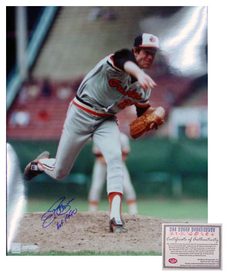 Jim Palmer Hand Signed 16x20 Photo - Baltimore Orioles Away Pitching with HOF 90 Inscription