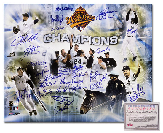 New York Yankees Team Photo - 1996 New York Yankees Team Signed 16x20 Photo - World Series Collage