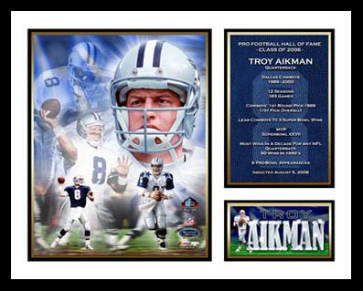 Troy Aikman Framed Photo Dallas Cowboys Hall of Fame 2006 Milestone Collage