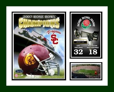 Usc Football - 2007 USC Trojans Rose Bowl Football Champs Framed Photo Milestone Collage