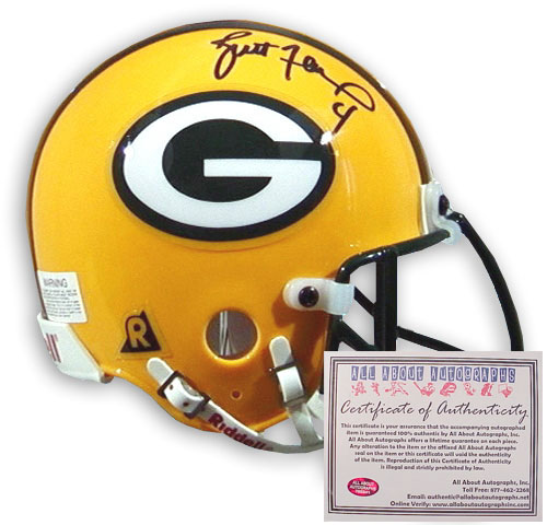 Brett Favre Hand Signed Mini Packers Helmet