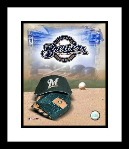 Milwaukee Brewers Framed 8x10 Photo - Team Logo and Cap Collage