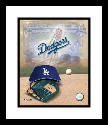 Los Angeles Dodgers Framed 8x10 Photo - Team Logo and Cap Collage