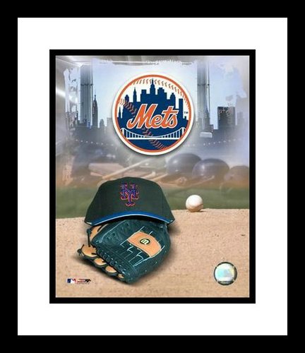 New York Mets Framed 8x10 Photo - Team Logo and Cap Collage