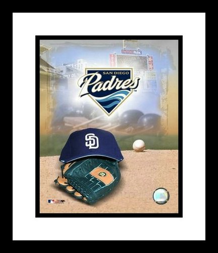 San Diego Padres Framed 8x10 Photo - Team Logo and Cap Collage