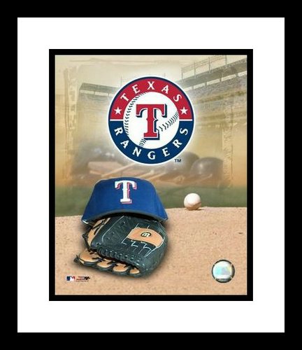Texas Rangers Framed 8x10 Photo - Team Logo and Cap Collage