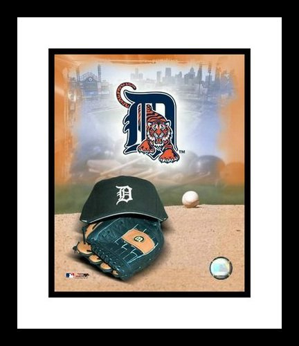 Detroit Tigers Framed 8x10 Photo - Team Logo and Cap Collage