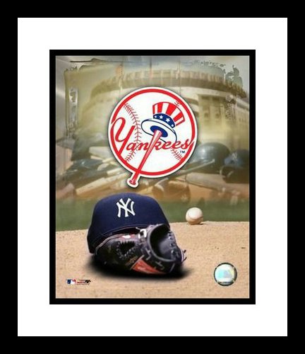 New York Yankees Team Photo - New York Yankees Framed 8x10 Photo - Team Logo And Cap Collage
