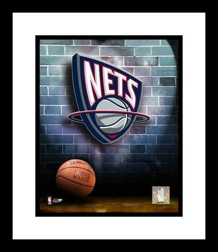 New Jersey Nets Framed 8x10 Photo - Team Logo and Basketball