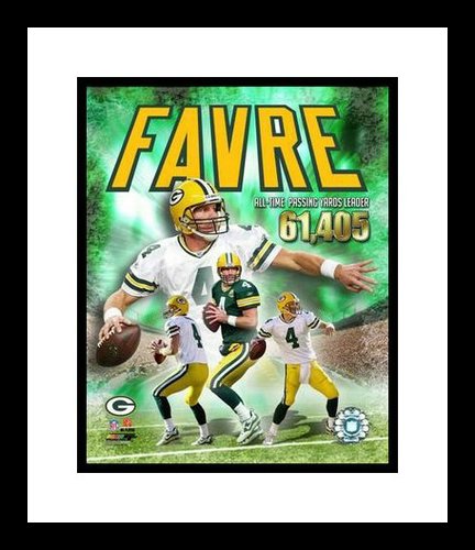 Brett Favre Framed 8x10 Photo - Green Bay Packers All Time Passing Leader Collage