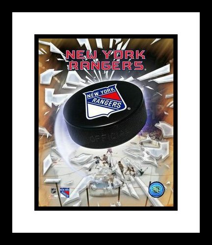 New York Rangers Framed 8x10 Photo - Team Logo and Puck
