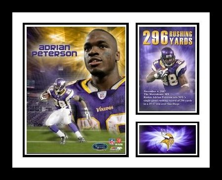 Andrian Peterson Minnesota Vikings 296 Rushing Yards Record Framed Milestone Collage