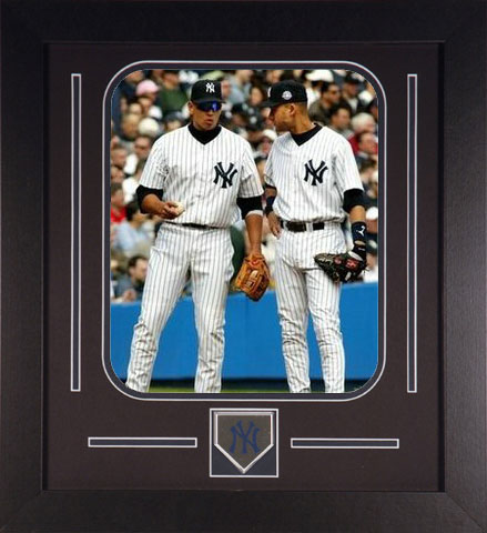 Alex Rodriguez and Derek Jeter Framed Photo Talking with New York New York Yankees Medallion