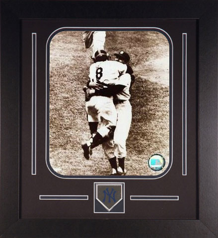 Don Larsen and Yogi Berra Framed Photo World Series Perfect Game Hug with New York New York Yankees Medallion