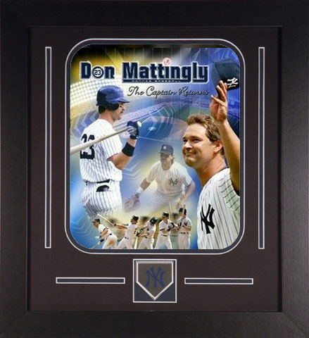 Don Mattingly Framed Photo The Captain Returns with New York New York Yankees Medallion