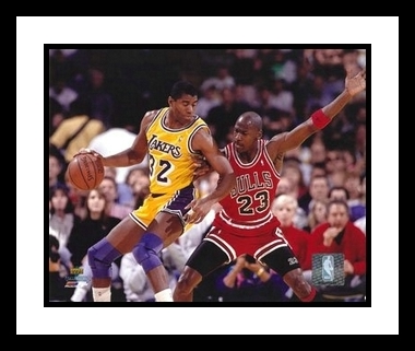 Michael Jordan Framed 8x10 Photo - Chicago Bulls Guarding Magic Johnson
