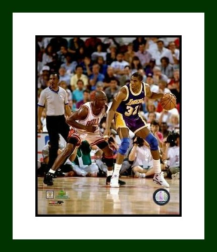 Michael Jordan Framed 8x10 Photo Chicago Bulls Guarding Magic Johnson 2