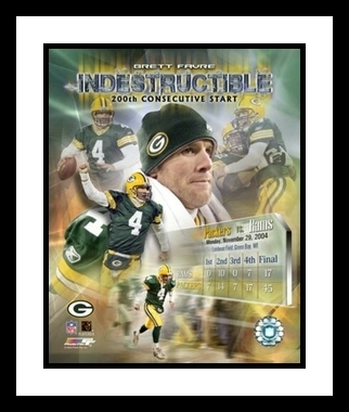 Brett Favre Framed 8x10 Photo - Green Bay Packers Indestructible Game Streak