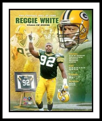 Reggie White Framed 8x10 Photo - Green Bay Packers 2006 Hall Of Fame Collage