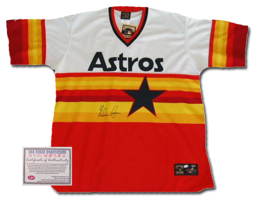 Nolan Ryan Hand Signed Authentic Houston Astros Rainbow Jersey