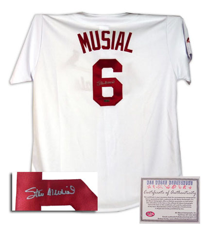Stan Musial Hand Signed Authentic Style St Louis Cardinals Home Jersey