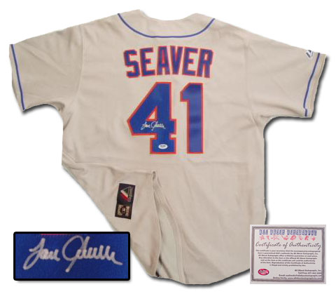 Tom Seaver Hand Signed Majestic New York Mets Away Jersey