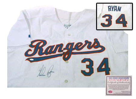 Nolan Ryan Hand Signed Authentic Texas Rangers Home Jersey