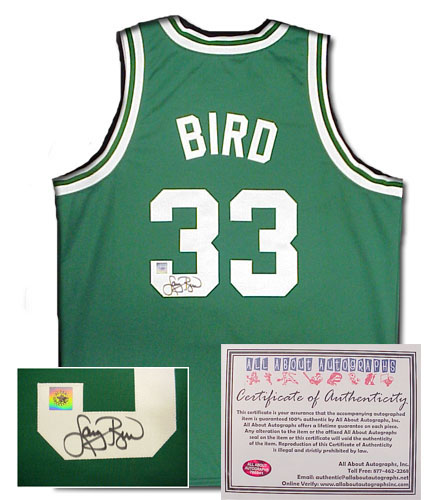 Larry Bird Hand Signed Authentic Boston Celtics Green Jersey