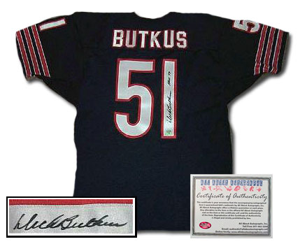 Dick Butkus Hand Signed Authentic Style Bears Navy Jersey