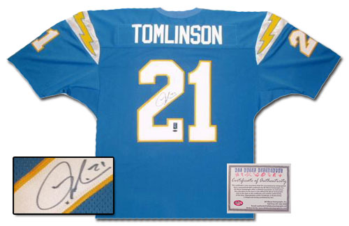 LaDainian Tomlinson Hand Signed Authentic Style San Diego Chargers Blue Jersey