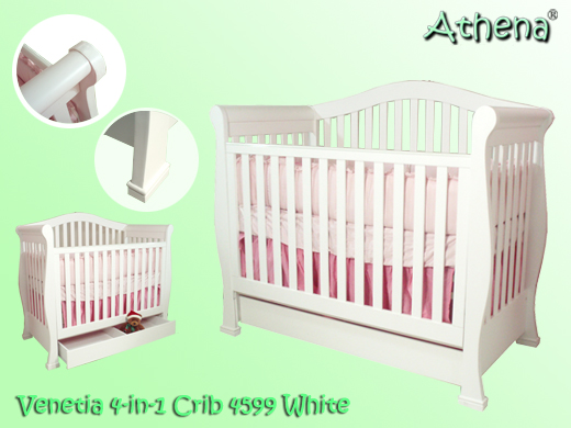 Baby Furniture - AFG Baby Furniture 4599AW The Venetia 4-in-1 Crib - White