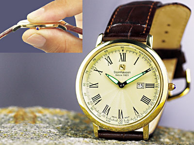 Steinhausen TW493G Dunn Horitzon Watch Gold Leather Band