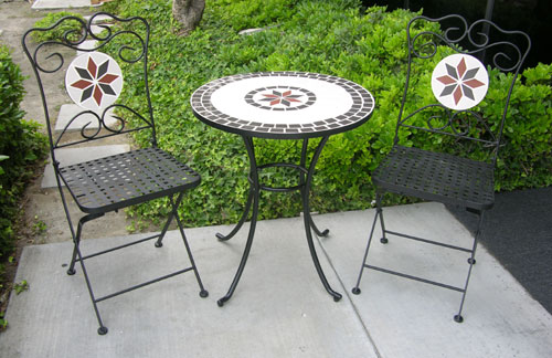 Bistro Table - Alpine BTC100 Bistro Set With Mosaic Porcelain Table And 2 Chairs