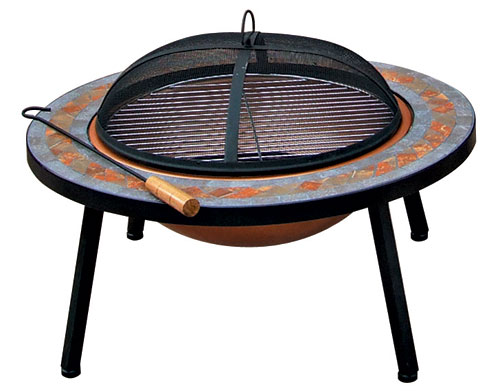 Alpine FPM100 Mosaic Garden Firepit and BBQ Grill - Round