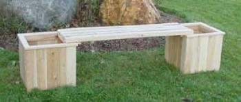All Maine Bucket D097 Two 16 Inch Cube Planters with One Bench