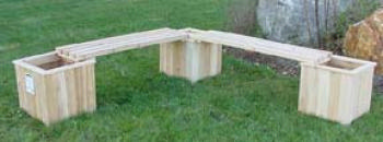 All Maine Bucket D098 Three 16 Cube Planters with 2 Benches