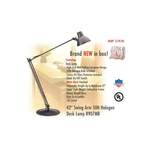 Halogen Desk Lamp - American Lighting 8907MB 42' ' Swing Arm 50H Halogen Desk Lamp
