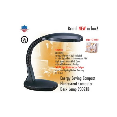Compact Computer Desk - American Lighting 9302TB Energy Saving Compact Fluorescent Computer Desk Lamp