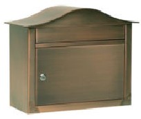 Architectural Mailboxes 2402AC Peninsula Wall Mounted Mailbox - Antique Copper with Plain Door
