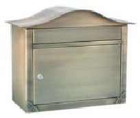Architectural Mailboxes 2402AB Peninsula Wall Mounted Mailbox - Antique Brass with Plain Door