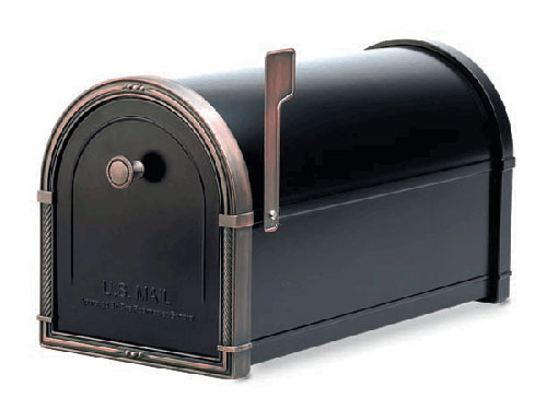 Architectural Mailboxes 5505B Coronado Mailbox with Antique Copper Accents Black
