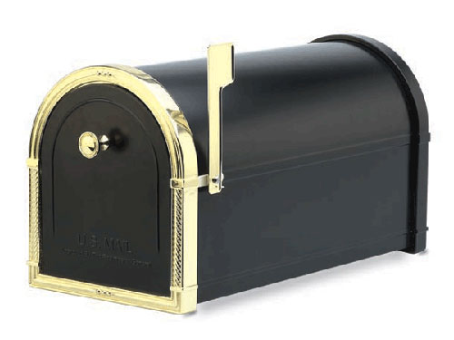 Architectural Mailboxes 5506B Coronado Mailbox with Polished Brass Accents - Black