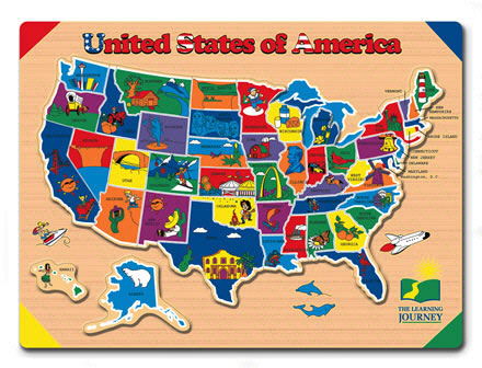 Wood Puzzles - THE LEARNING JOURNEY LJ-526040 WOOD - USA PUZZLE