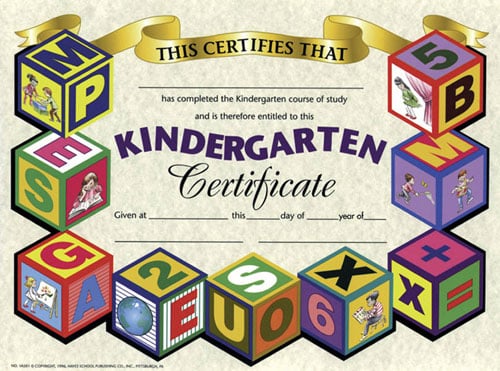 School Publishing H-va501 Certificates Kindergarten-36/pk 8-1/2 X 11